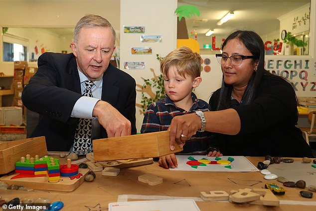 Anthony Albanese’s cheaper childcare plan to provide a 90% subsidy by NEXT YEAR Labor Leader Anthony Albanese visits a childcare centre in Kalamunda, which is in Coalition-held seat of Hasluck on May 16. Labor won the seat at the election