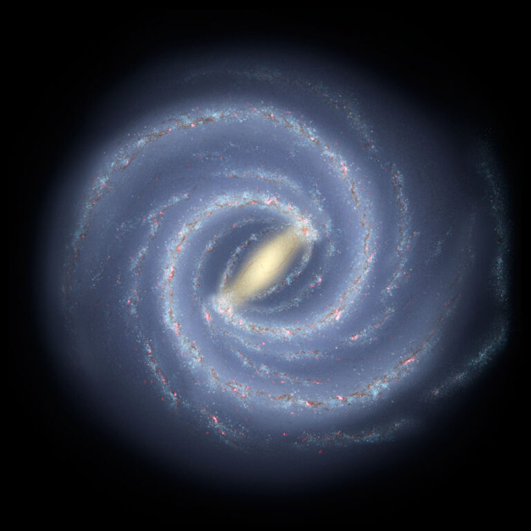 A bar of stars at the center of the Milky Way looks surprisingly young An illustration of the Milky Way galaxy showing the bar-shaped collection of stars at the center of spiraling galactic arms.