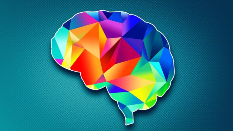 Here’s How to Naturally Boost Your Happy Hormones Today geometric brain with rainbow colors