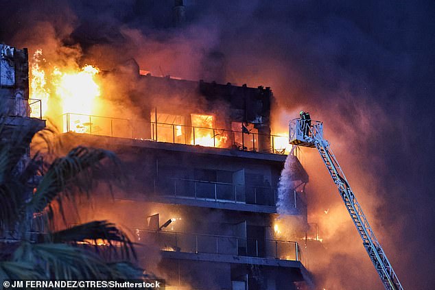 Tragic victims of the Valencia fire: Parents die alongside newborn baby and daughter, three, along with elderly couple who cowered with their dog in the bathroom are among nine confirmed dead The blaze engulfed the apartment building in the Campanar neighbourhood of Valencia