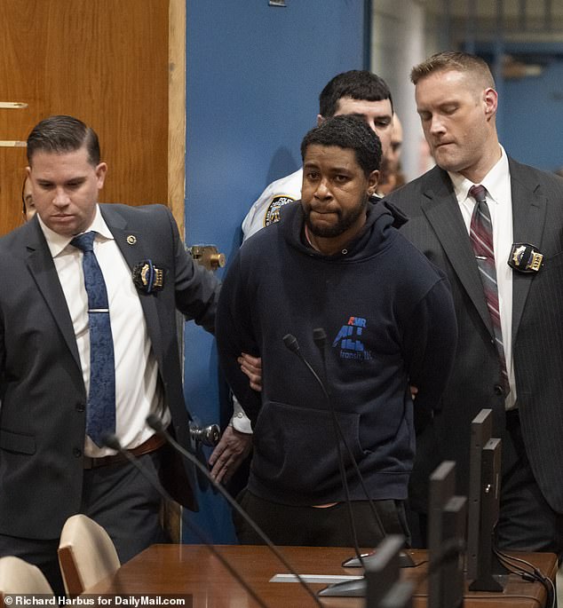 Hundreds of cops line Long Island street to salute hearse carrying slain cop Jonathan Diller as thug nicknamed ‘killa’ is marched into court in connection to shooting Lindy Jones, 41, was arraigned and charged with weapons possession in connection to the shooting of an NYPD officer