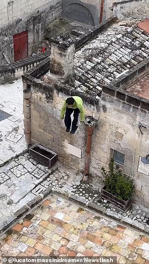 Instant karma for ‘British’ parkour runner as he damages UNESCO World Heritage Site building during roof-top jump when masonry gives way beneath him – sending him crashing to the ground A parkour runner was filmed jumping from one roof to another in a UNESCO World Heritage Site in Matera, Italy