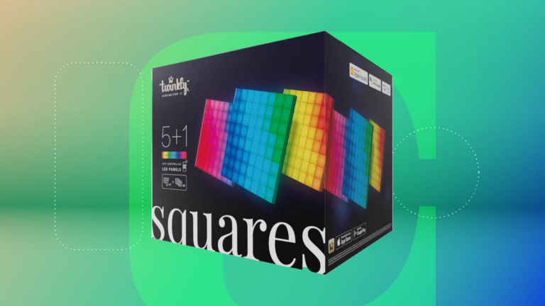 Shows the Twinkly Squares Starter Kit on a green background.