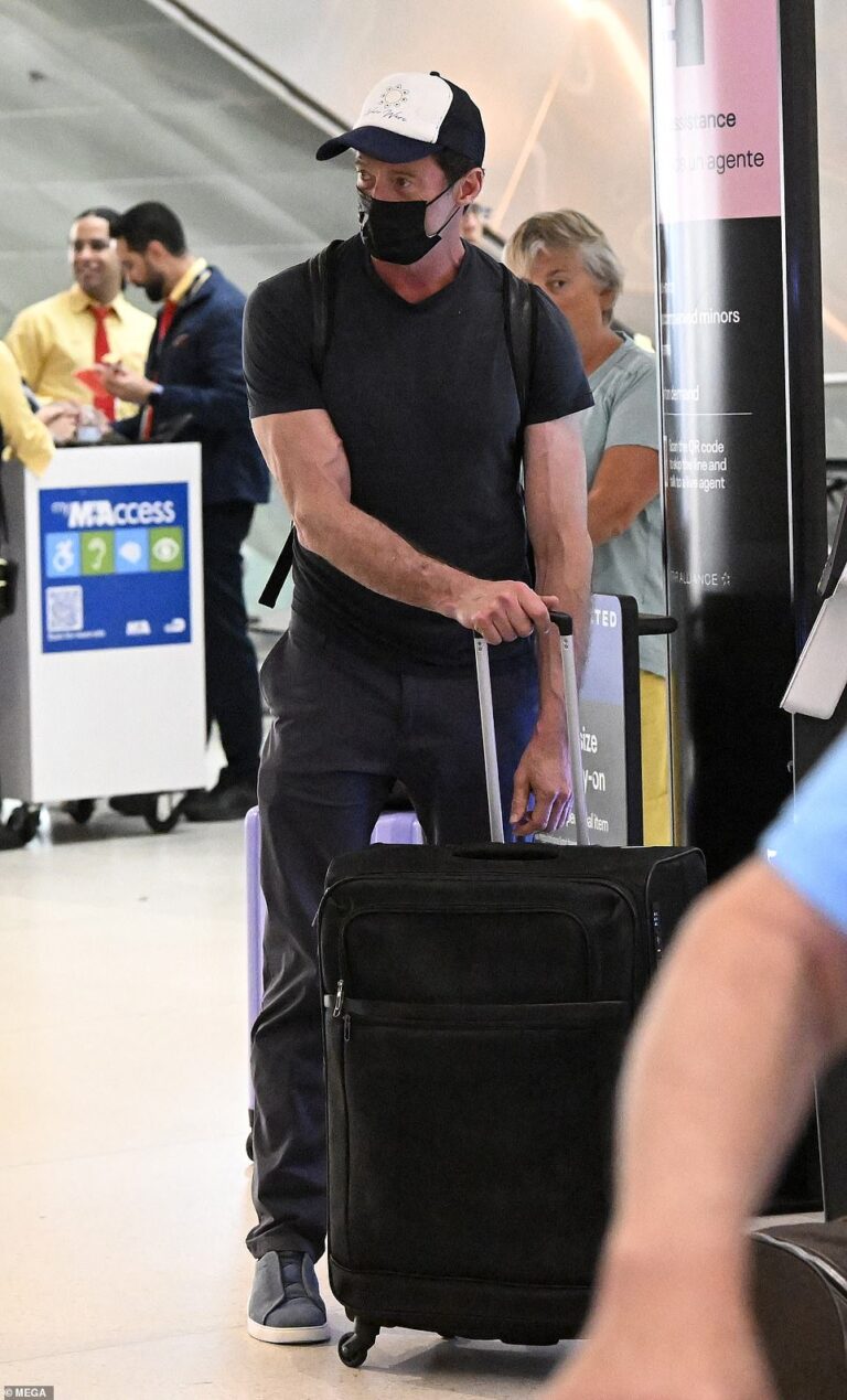 Hugh Jackman forced to wait in security line at Miami International Airport as he struggles to print out baggage claim slip Hugh Jackman, 56, was spotted looking every inch the Average Joe on Thursday when he was forced to wait in the security line with everyone else at Miami International Airport