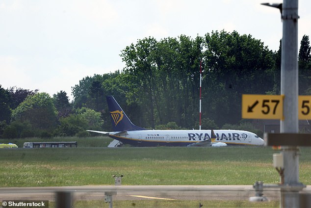Ryanair plane bomb threat: Flights suspended at major Belgian airport and security perimeter set up around aircraft following alert Operations at Belgium's second largest airport have been suspended due to a bomb alert on a Ryanair plane today. Pictured: The Ryanair airplane on the ground following the alert