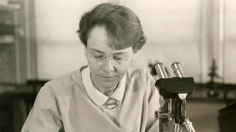 Scientists are people too, a new book reminds readers Barbara McClintock, an American biologist who won the 1983 Nobel Prize in physiology or medicine looking down with a microscope next to her face