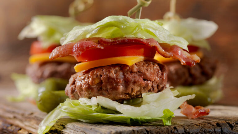 Staying on the keto diet long term could carry health risks A hamburger with lettuce instead of a bun is a type of keto meal.