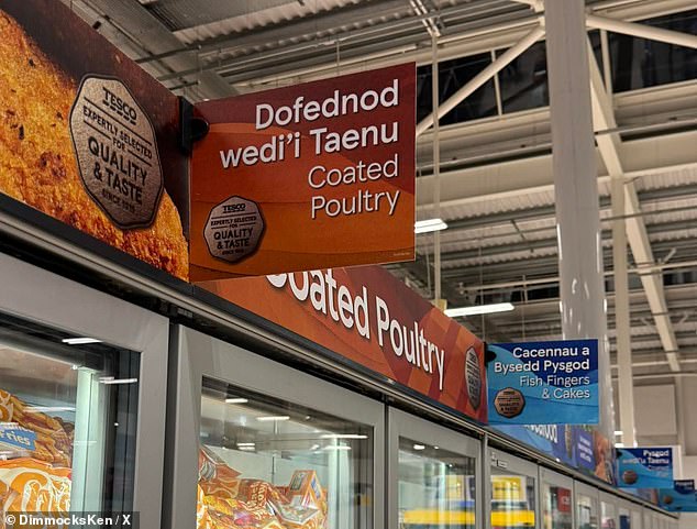 Tesco apologises for putting up bilingual signs in Welsh rather than Cornish in Cornwall store Shoppers in a Tesco supermarket in Cornwall were left perplexed after their everyday staples were signposted in Welsh rather than their native Cornish