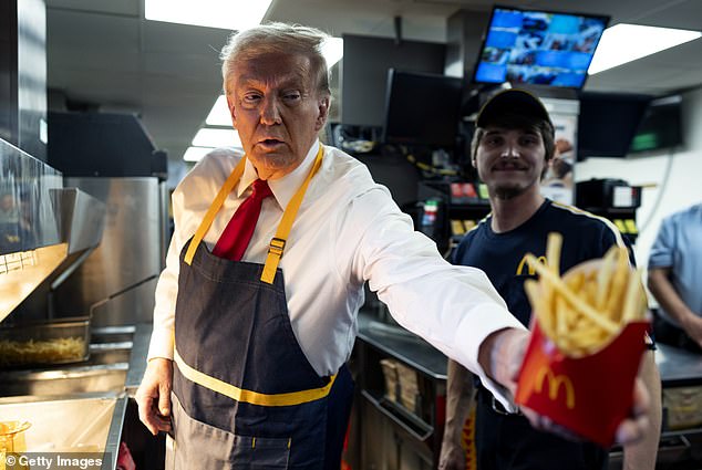 Trump’s mystery 14 lbs weight gain: Physician spots ‘very serious’ red flag in the President’s medical exam 'Someone has got to really quietly sit down and talk with him, and say, "You're playing with fire," advised Dr Fischer, who noted Trump's well-known penchant for McDonald's. (Pictured: President Trump at McDonald's during a campaign stop in October, 2024)